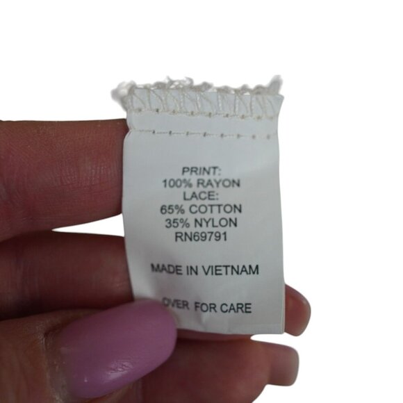 Anthropologie Fig and Flower Floral Blouse Lace Mixed Media Lace Boho Coastal L - Picture 6 of 11